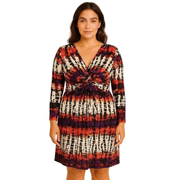 Dress NY Collection V Neck Long Sleeve Stripe Women's WOMAN'S Size Large - Picture 1 of 13